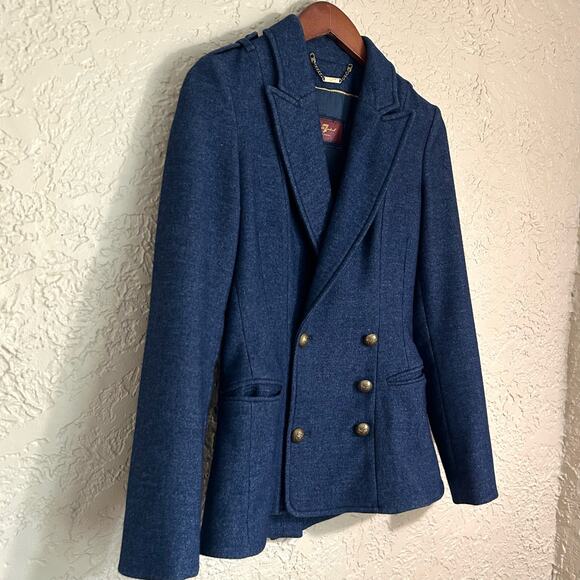 7 For All Mankind XS Wool Blend Blue Double Breasted Button Down Blazer Jacket - Picture 11 of 16